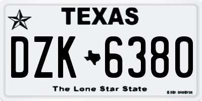 TX license plate DZK6380