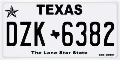 TX license plate DZK6382