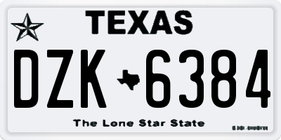 TX license plate DZK6384