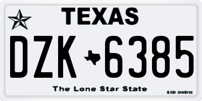TX license plate DZK6385