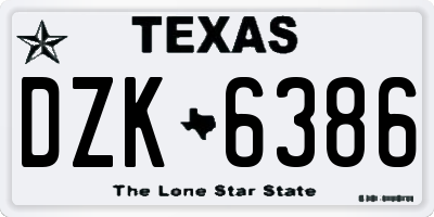 TX license plate DZK6386