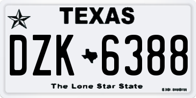 TX license plate DZK6388