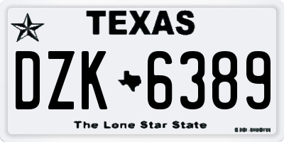 TX license plate DZK6389