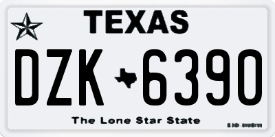 TX license plate DZK6390