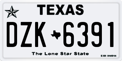 TX license plate DZK6391