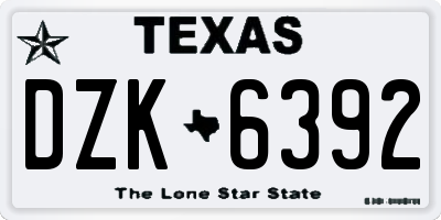 TX license plate DZK6392