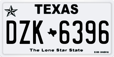 TX license plate DZK6396