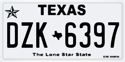 TX license plate DZK6397