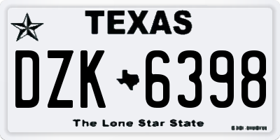 TX license plate DZK6398
