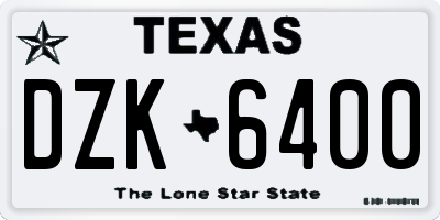 TX license plate DZK6400