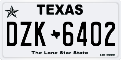 TX license plate DZK6402