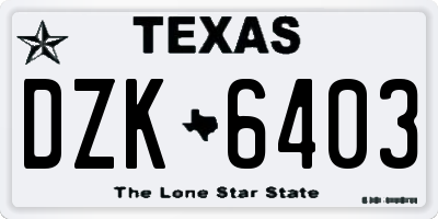 TX license plate DZK6403