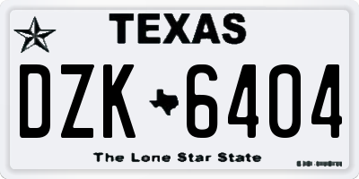TX license plate DZK6404