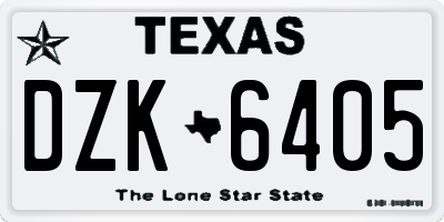 TX license plate DZK6405