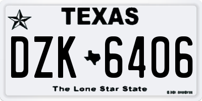 TX license plate DZK6406