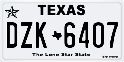 TX license plate DZK6407