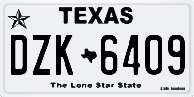 TX license plate DZK6409