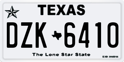 TX license plate DZK6410