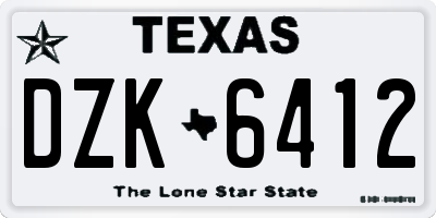 TX license plate DZK6412