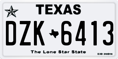 TX license plate DZK6413
