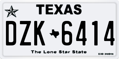 TX license plate DZK6414