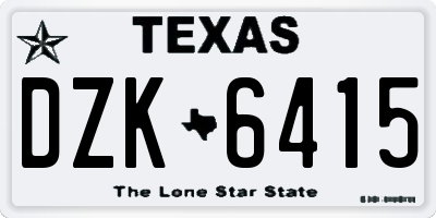 TX license plate DZK6415