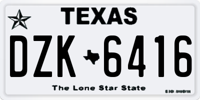 TX license plate DZK6416