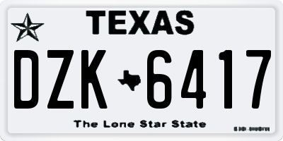 TX license plate DZK6417