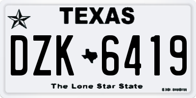 TX license plate DZK6419