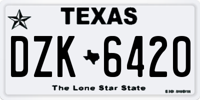 TX license plate DZK6420