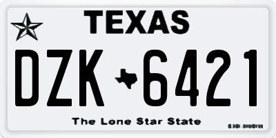 TX license plate DZK6421
