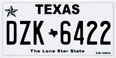 TX license plate DZK6422