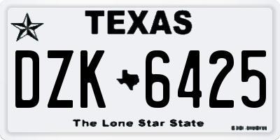TX license plate DZK6425