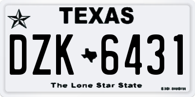 TX license plate DZK6431