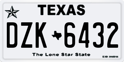 TX license plate DZK6432