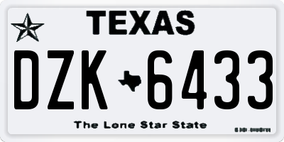 TX license plate DZK6433