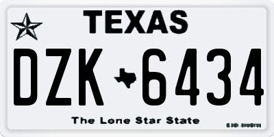 TX license plate DZK6434