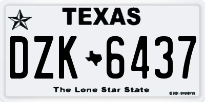 TX license plate DZK6437
