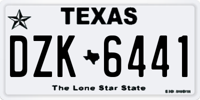TX license plate DZK6441