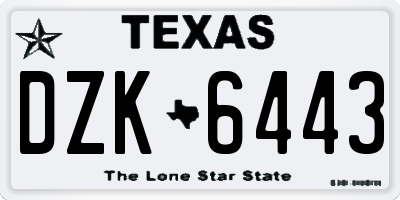TX license plate DZK6443