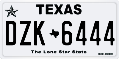 TX license plate DZK6444