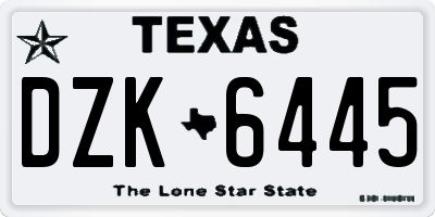 TX license plate DZK6445