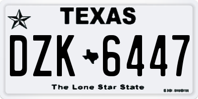 TX license plate DZK6447