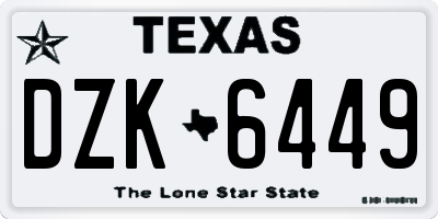 TX license plate DZK6449