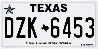 TX license plate DZK6453
