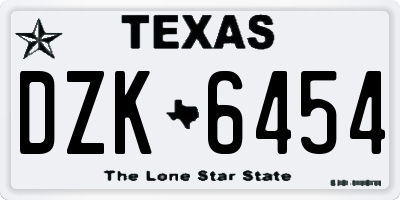 TX license plate DZK6454