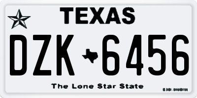 TX license plate DZK6456