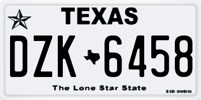 TX license plate DZK6458