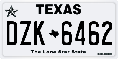 TX license plate DZK6462