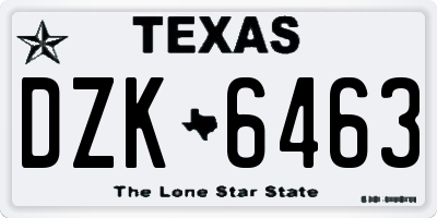 TX license plate DZK6463